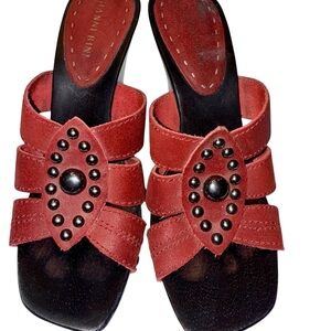 Gianni Bini Red Suede Studded Mules